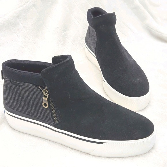 Keds Suede Ankle Booties Side Zip Up Casual Sneakers Black Size 8.5 - Picture 1 of 9